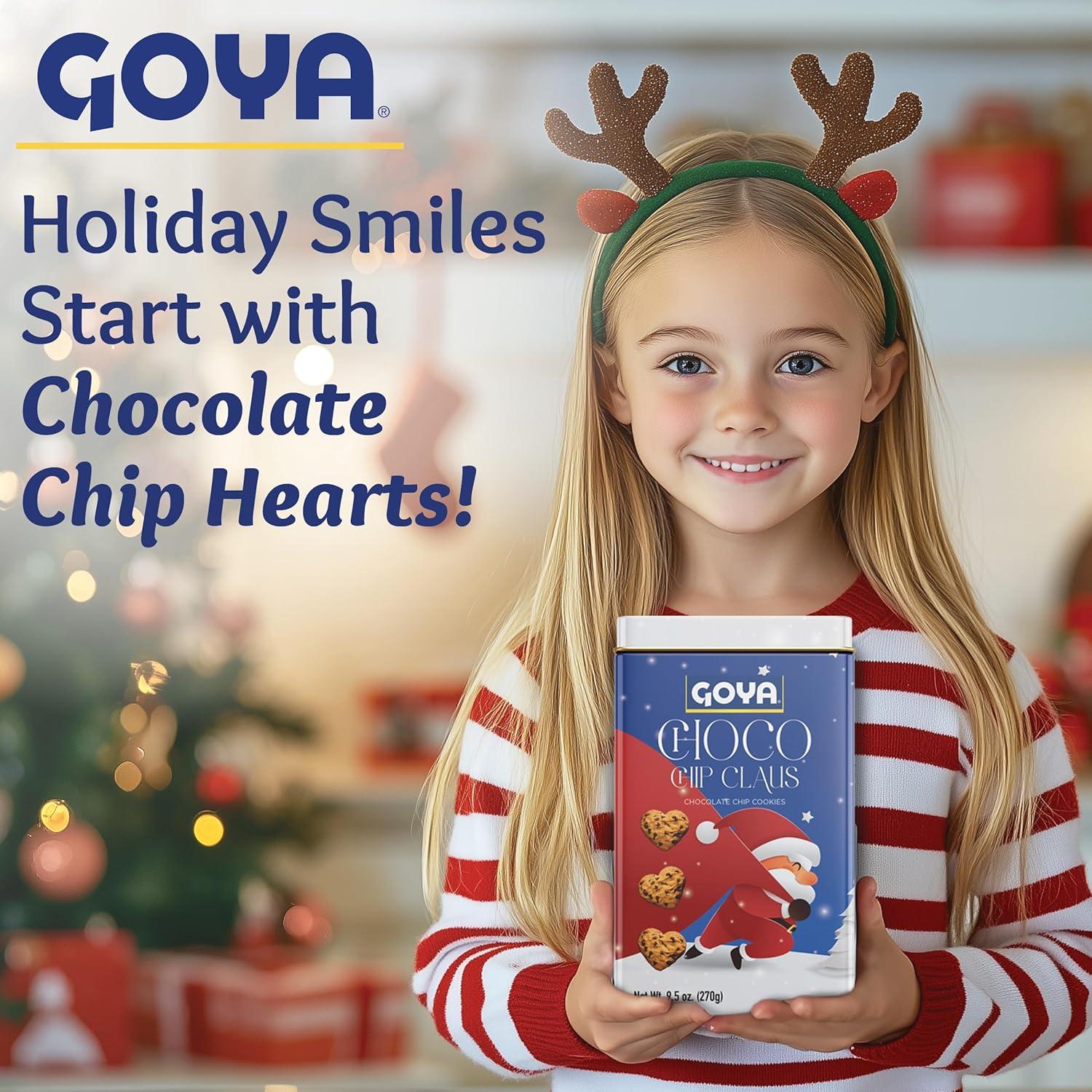 image:imageGoya Christmas Cookie Gift Collection Festive Chocolate Claus Chip HeartShaped Christmas Cookies in Tin Holiday Treats for Family amp Friends 95 oz