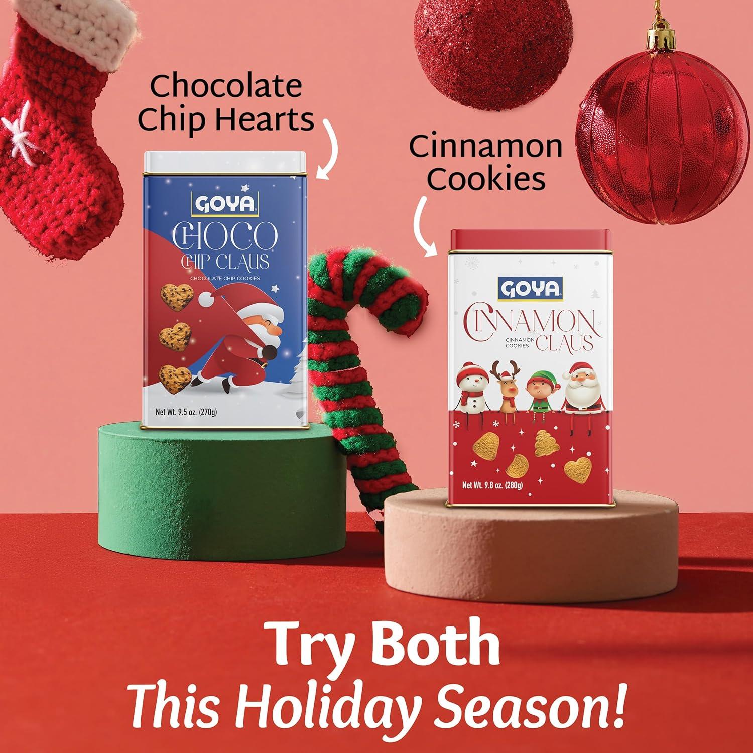 image:imageGoya Christmas Cookie Gift Collection Festive Chocolate Claus Chip HeartShaped Christmas Cookies in Tin Holiday Treats for Family amp Friends 95 oz