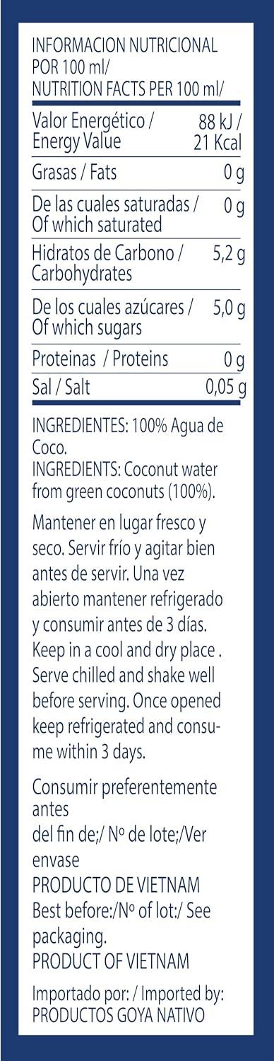 image:imageGoya Foods 100 Pure Coconut Water 3379 Ounce338 Fl Oz Pack of 1