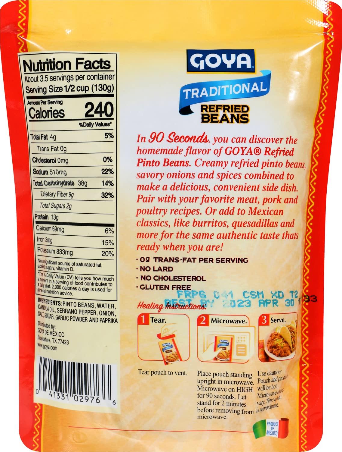 image:imageGoya Foods Traditional Refried Pinto Beans Pouch 15 Ounce Pack of 12