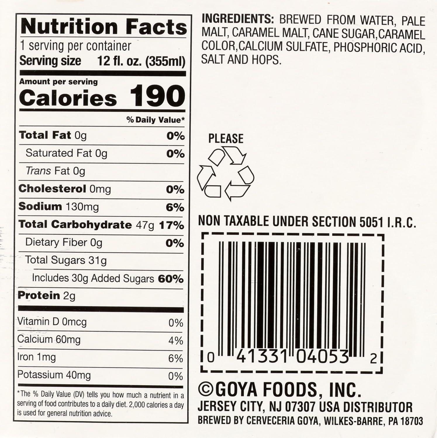 image:imageGoya Malta NonAlcoholic Beer Malt Drink Malta Soda Rich amp Sweet Flavor Brewed from Barley and Hops 10Pack 7 Fl Oz BottlesMalta Clsica