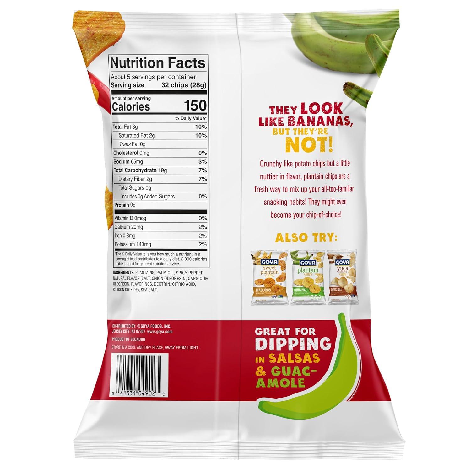image:imageGoya Plantain Chips Hot amp Spicy 5 Ounce Pack of 12 Seasoned with a Kick Great for dipping in Salsas and GuacamoleHot Spicy