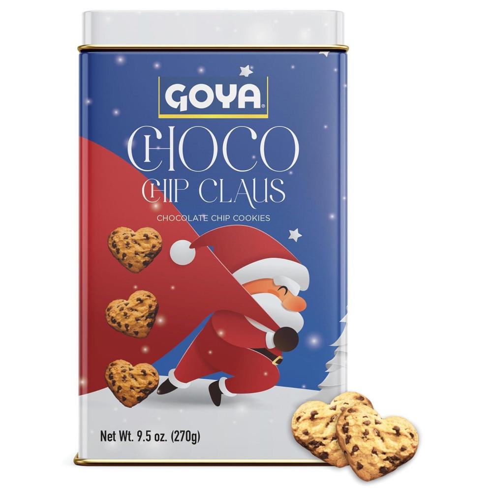 image:imageGoya Christmas Cookie Gift Collection Festive Chocolate Claus Chip HeartShaped Christmas Cookies in Tin Holiday Treats for Family amp Friends 95 oz