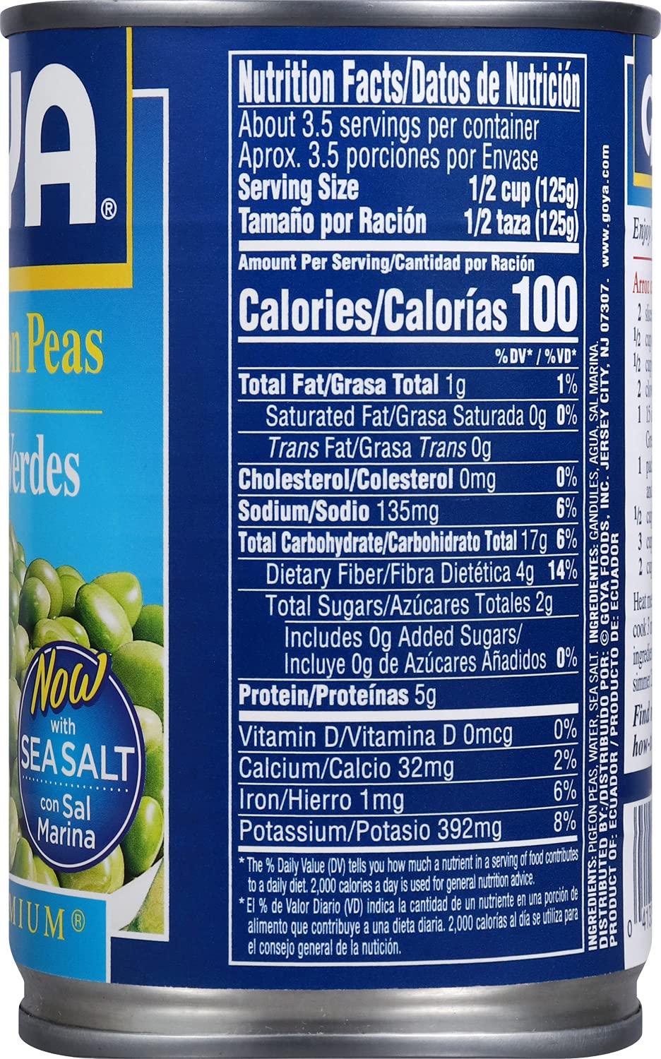 image:imageGoya Foods Green Pigeon Peas Gandules Low Sodium 15Ounce Pack of 24