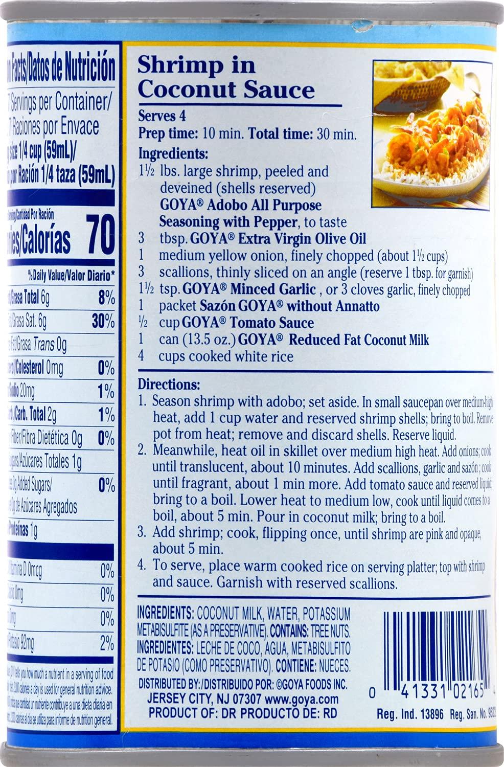 image:imageGoya Foods Coconut Milk Reduced Fat 135 Fl Oz Pack of 24Coconut