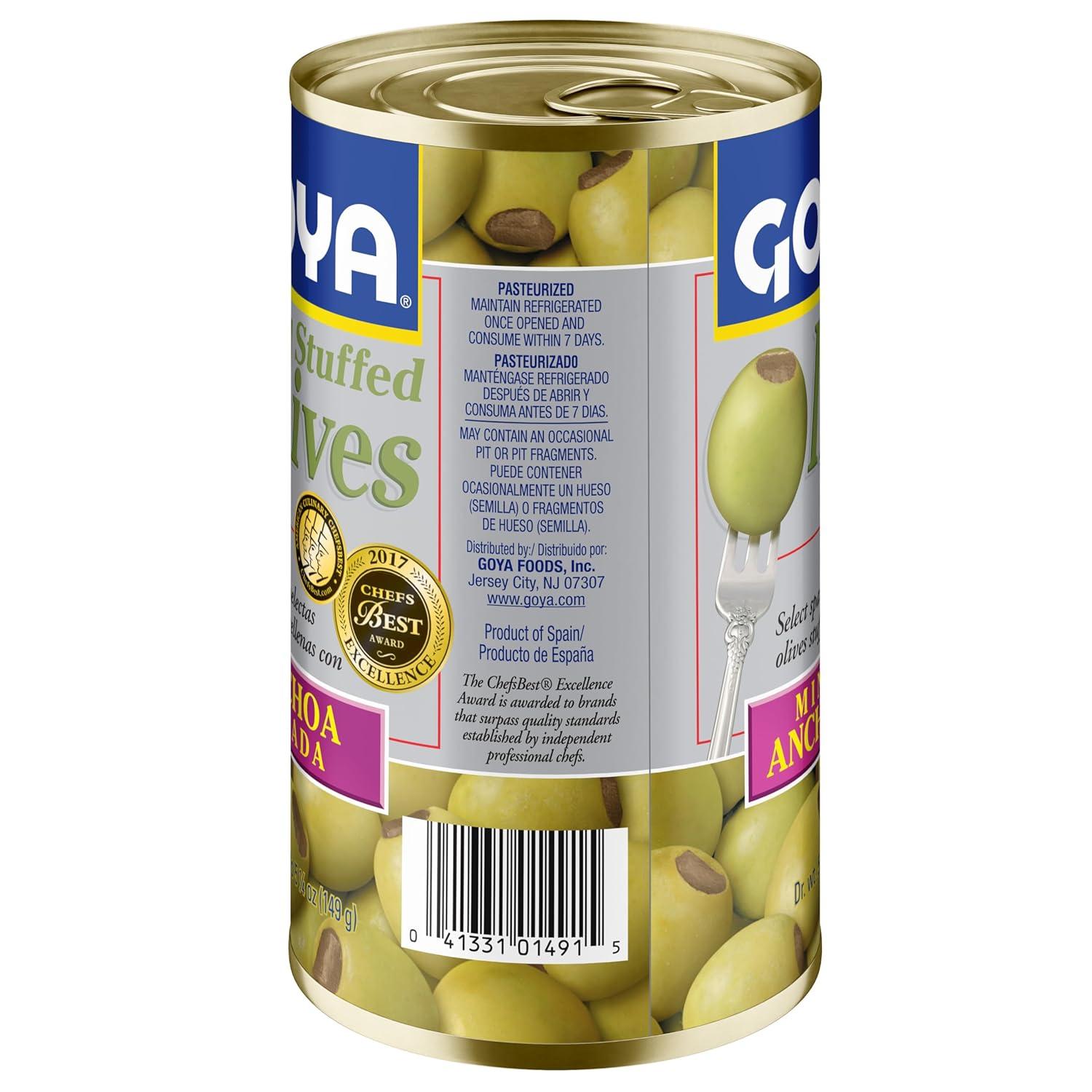 image:imageGoya Foods Manzanilla Olives Stuffed with Anchovies 525 Ounce Pack of 12olives minced anchovies