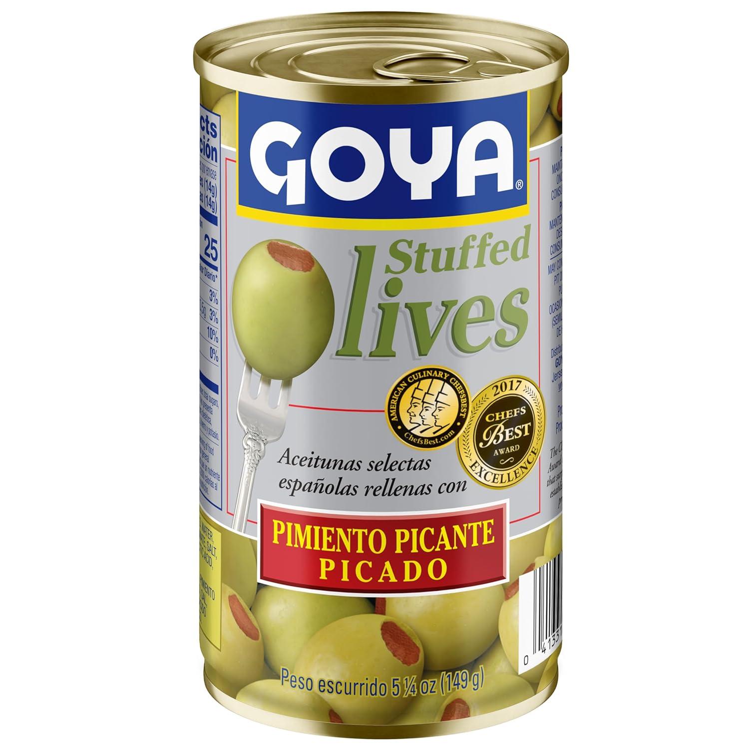 image:imageGoya Foods Manzanilla Olives Stuffed with Hot Peppers 525 Ounce Pack of 12 Golden