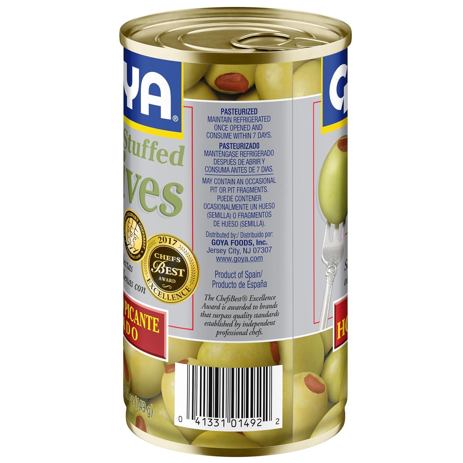 image:imageGoya Foods Manzanilla Olives Stuffed with Hot Peppers 525 Ounce Pack of 12 Golden