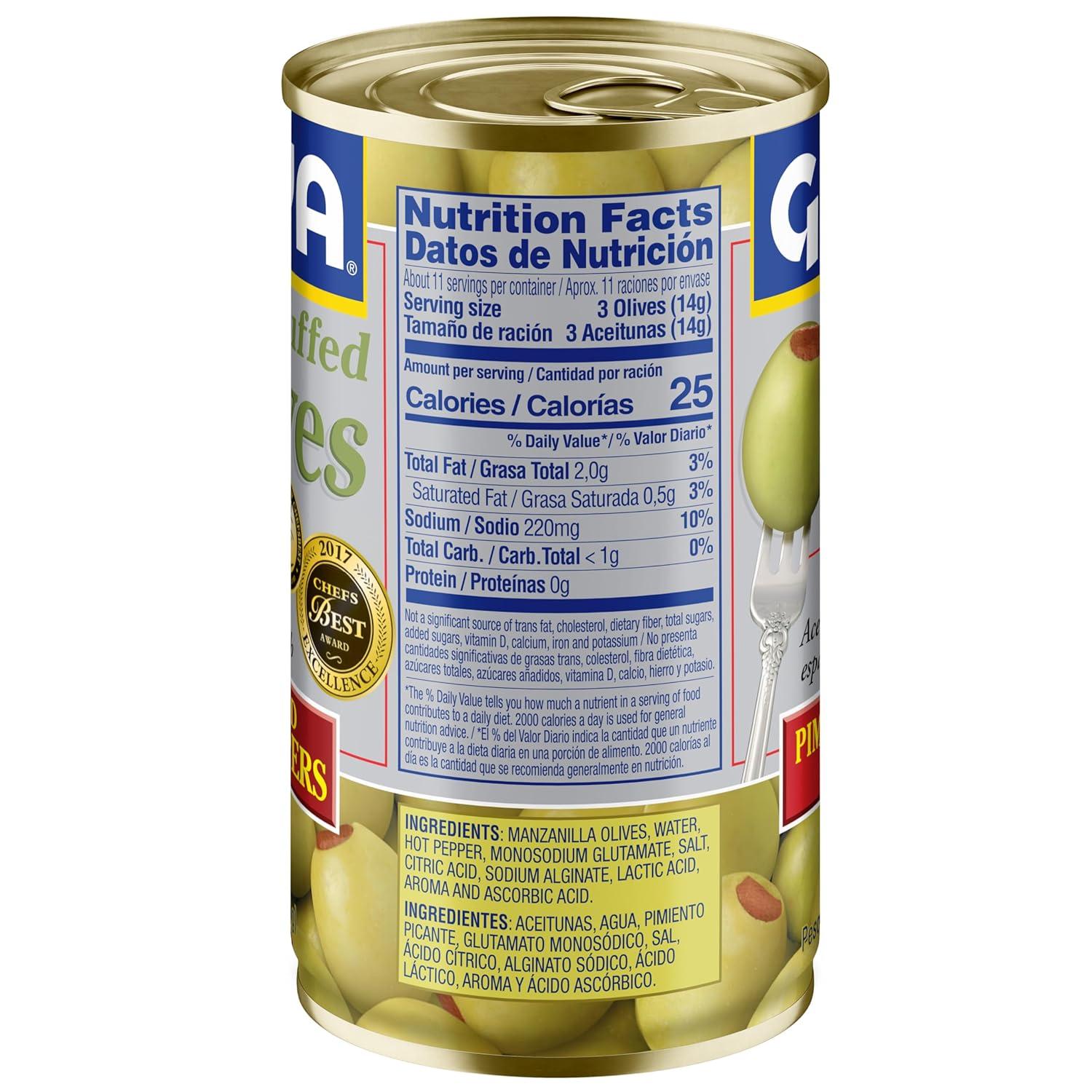 image:imageGoya Foods Manzanilla Olives Stuffed with Hot Peppers 525 Ounce Pack of 12 Golden