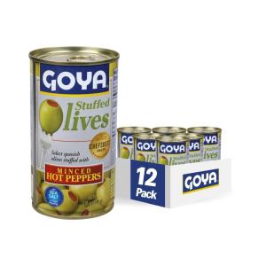 image:imageGoya Foods Manzanilla Olives Stuffed with Hot Peppers 525 Ounce Pack of 12 Golden
