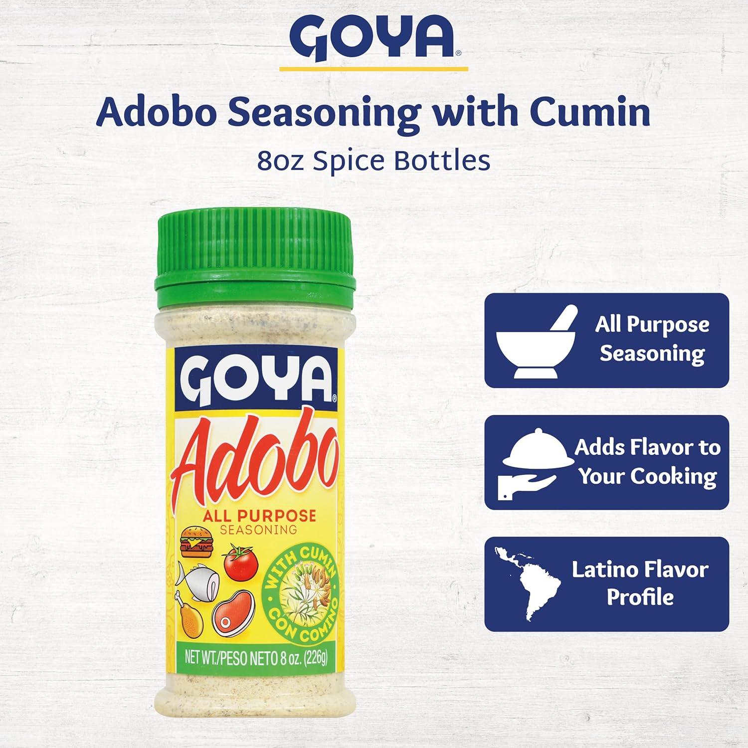 image:imageAdobo All Purpose Seasoning with Cumin by Goya Poultry Seafood Meat and Vegetable Seasoning Latin Spice Blend Mexican Seasoning 8oz BottleGarlic and Cumin