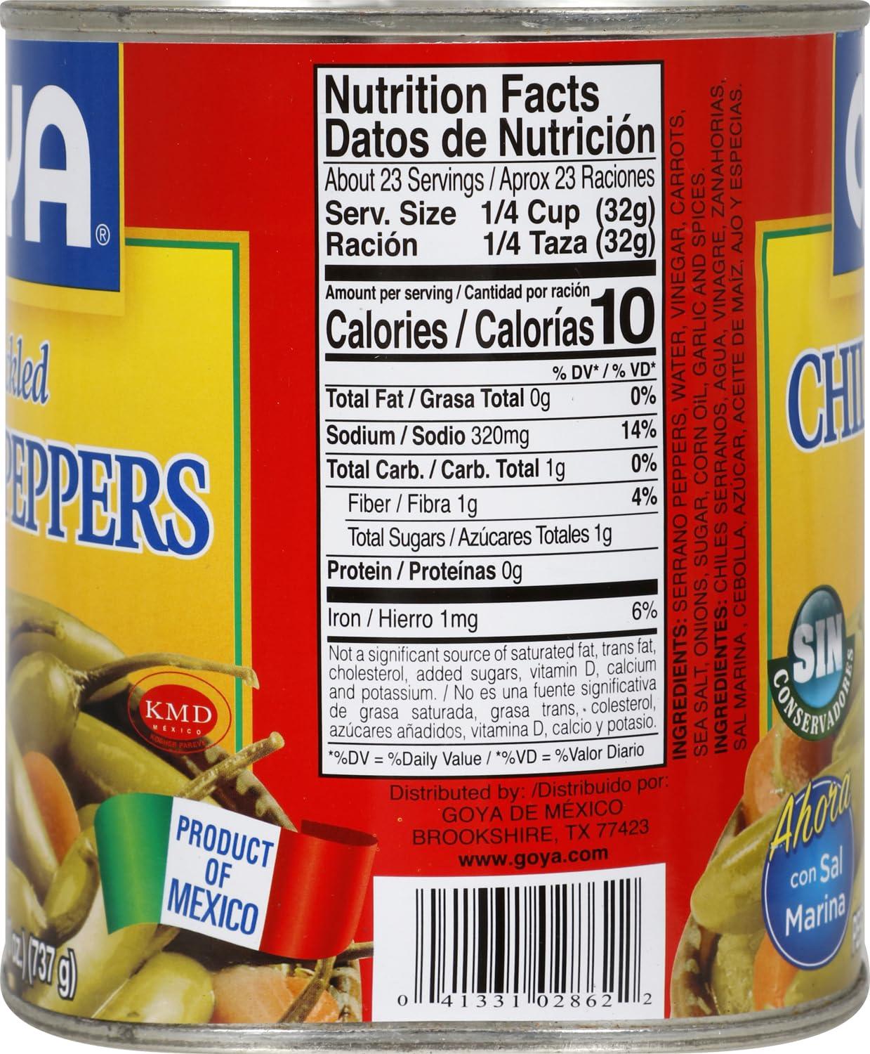 image:imageGoya Foods Green Pickled Serrano Peppers 26 Ounce Pack of 12