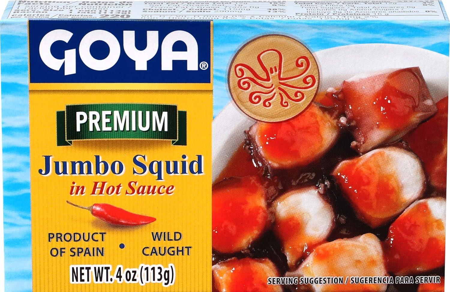image:imageGoya Foods Jumbo Squid Pieces in Hot Sauce Octopus Style 4 Ounce Pack of 25Hot Sauce