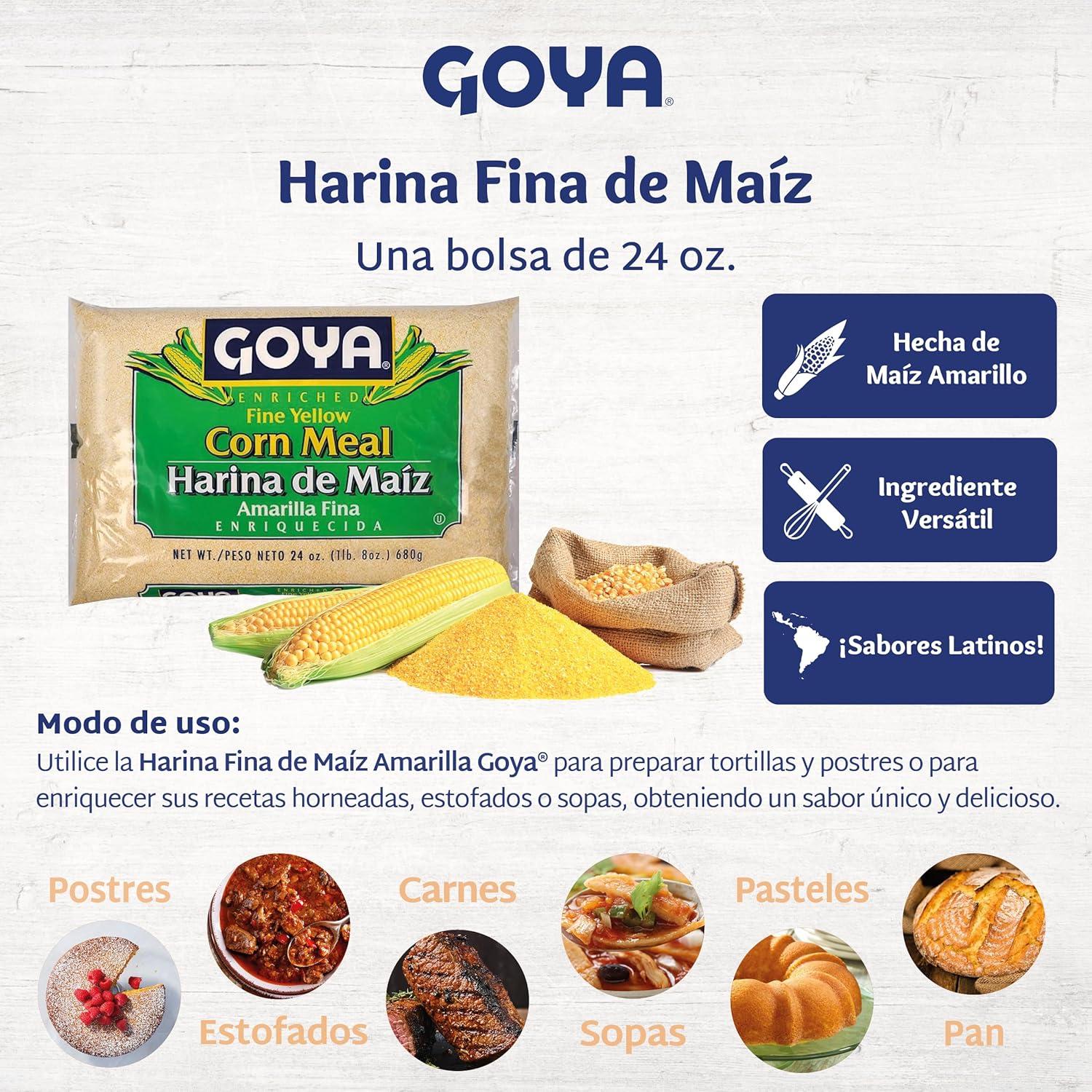 image:imageYellow Cornmeal by Goya Gluten Free Cornmeal Harina De Maiz Fine Ground Corn Flour for Cornbread Cornmeal Porridge and More 24oz Bag