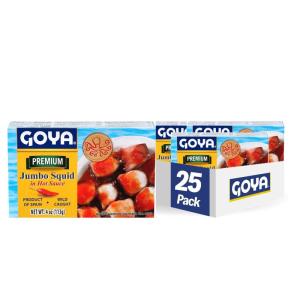 image:imageGoya Foods Jumbo Squid Pieces in Hot Sauce Octopus Style 4 Ounce Pack of 25Hot Sauce