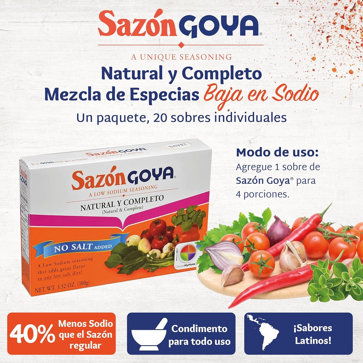 image:imageSazn Natural and Complete by Goya Low Sodium Latin Spice Blend for Poultry Seafood Meat and Vegetables All Purpose Mexican Seasoning No Salt Added 352oz Carton352 Ounce Pack of 1
